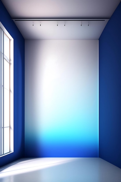 Abstrakcyjne niebieskie tło studia z cieniami okna Pusty pokój 3d