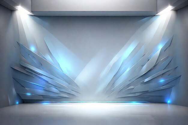 Abstrakcyjne niebieskie tło z reflektorami Futuristyczny projekt renderowanie 3D