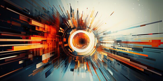 Zdjęcie abstrakcyjne okręgi geometryczne optyczne tło sci fi tech focus