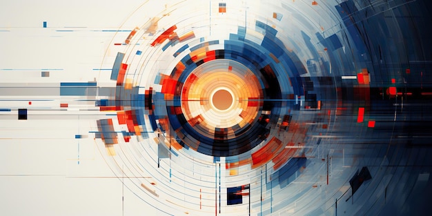 Zdjęcie abstrakcyjne okręgi geometryczne optyczne tło sci fi tech focus