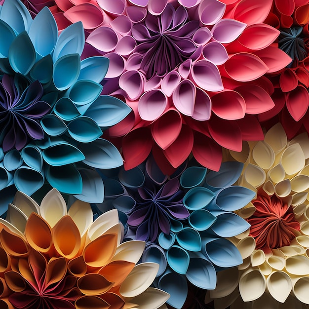 Abstrakcyjne pastelowe tło Kolorowy papier Kwiatowe kształty tło Sztuka cyfrowa Generatywna sztuczna inteligencja