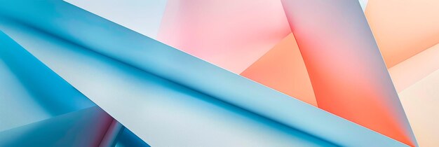 Abstrakcyjne, pastelowo-niebieskie tło papierowe z minimalistycznymi kształtami geometrycznymi i liniami w odcieniach brzoskwiniowych i pomarańczowych