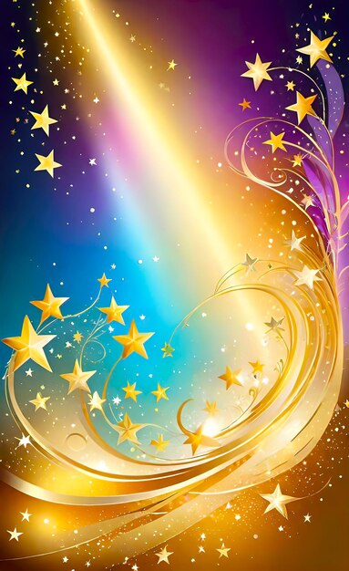 Zdjęcie abstrakcyjne piękne złote tło z gwiazdami świecą i tło bokeh dla smartfonów i reklam