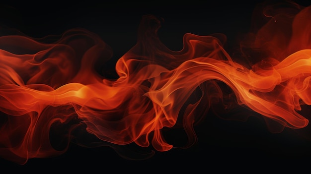 Abstrakcyjne płomienie ognia z płonącym dymem na czarnym tle do wystawiania produktów
