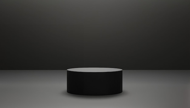 Abstrakcyjne podium cylindra w czarnym pokoju premium z geometrią czarnego tła