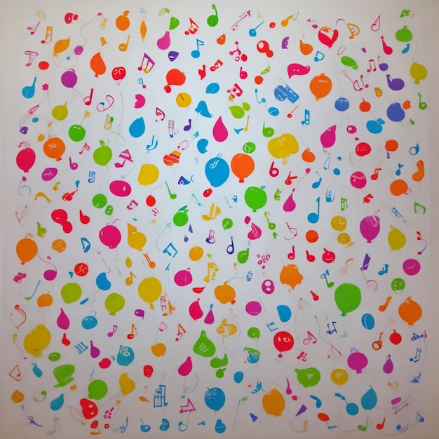 Abstrakcyjne przedstawienie nut muzycznych lub kształtów balonów