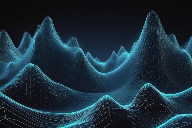 Abstrakcyjne ramy drutowe krajobraz tło sieć cyberprzestrzeni 3D ramy drutu otaczające