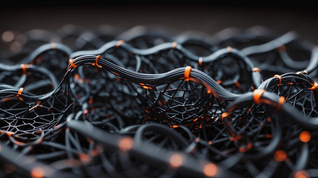 Abstrakcyjne renderowanie 3D chaotycznej struktury Koncepcja nauki i technologii Połączenie sieciowe
