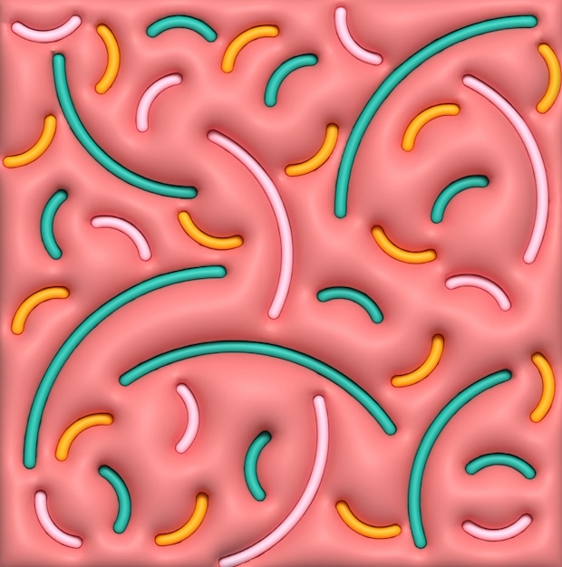 Abstrakcyjne różowe tło z różnymi kształtami nadmuchane ilustracje renderowania 3D