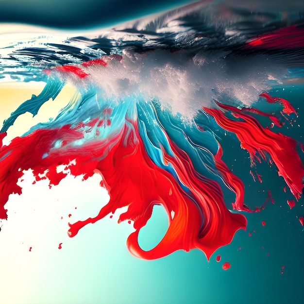 Zdjęcie abstrakcyjne smugi tęczowego atramentu wybuchu farby