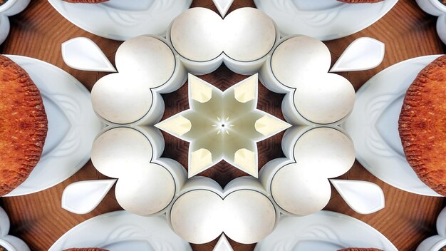 Abstrakcyjne śniadanie zdjęcie symetryczny wzór ozdobny ozdobny kalejdoskop ruch geometryczny okrąg i kształty gwiazd