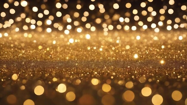Zdjęcie abstrakcyjne świetlne świętowanie tła z rozproszonymi złotymi światłami na świąteczne święto nowego roku