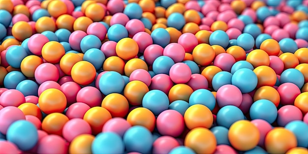 Zdjęcie abstrakcyjne tło 3d kolorowe kulki wzór tekstury dużo piłek w różnych losowych kolorach