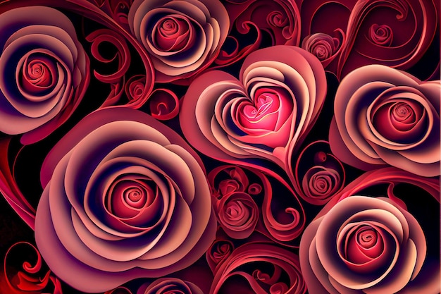 Abstrakcyjne tło delikatnych czerwonych pąków róży przyjemne ciepłe czerwone fioletowe andr Walentynki dla