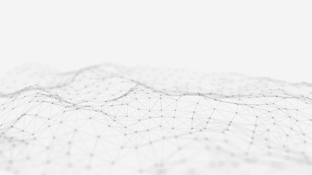 Abstrakcyjne tło fala z kropkami i liniami poruszającymi się w przestrzeni Ilustracja technologii Futurystyczny nowoczesny renderowanie 3d fali dynamicznej