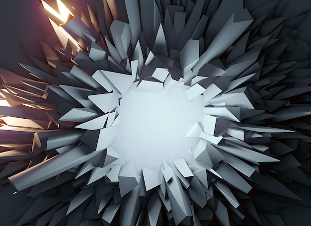 Abstrakcyjne tło geometryczne Projekt mocy wybuchu z ilustracją powierzchni rozbijającej 3d