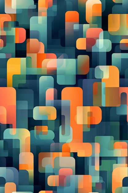 abstrakcyjne tło geometryczne z kwadratami i prostokątami w kolorze pomarańczowym i niebieskim generatywnym AI