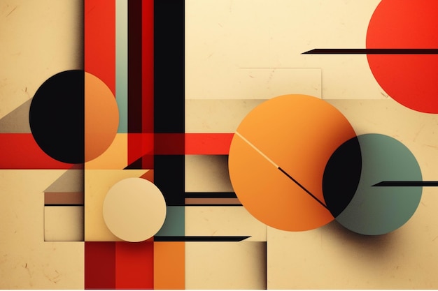 Abstrakcyjne tło geometryczne z okręgami i liniami w stylu retro ilustracji wektorowych
