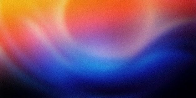 Abstrakcyjne tło gradientowe z ciepłą i żywą mieszanką odcieni, w tym pomarańczowych, czerwonych, różowych, fioletowych, niebieskich Gradient prezentuje gładkie, płynne przejścia, dynamiczną atmosferę