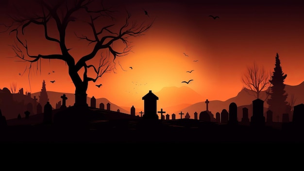 Zdjęcie abstrakcyjne tło halloween z generacji ai graveyard