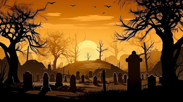 Abstrakcyjne tło Halloween z generacji AI Graveyard