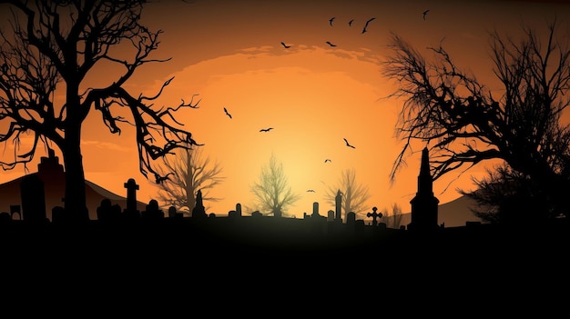 Abstrakcyjne tło Halloween z generacji AI Graveyard