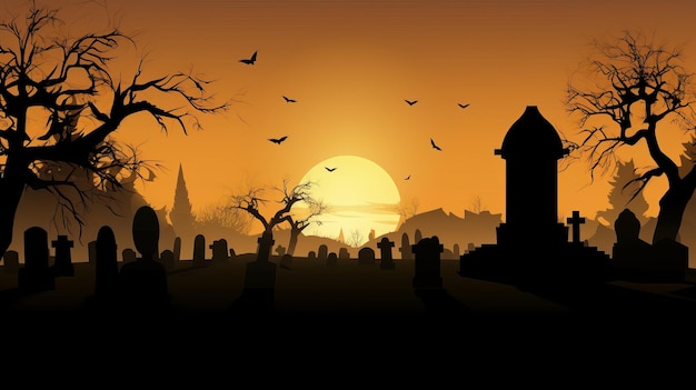 Abstrakcyjne tło Halloween z generacji AI Graveyard