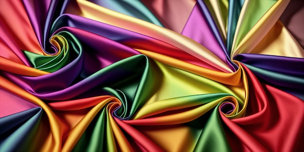 Abstrakcyjne tło kolorowej zmarszczonej tkaniny Kolorowa ilustracja Generatywna sztuczna inteligencja