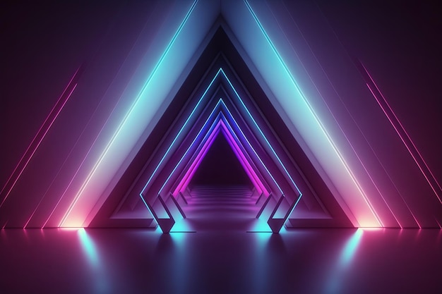 abstrakcyjne tło kolorowych neonowych falistych linii świecących w ciemności