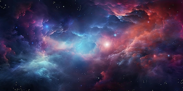 Abstrakcyjne tło kosmosu Znakomity pokaz zielonych, różowych i czerwonych mgławic otaczających galaktyki