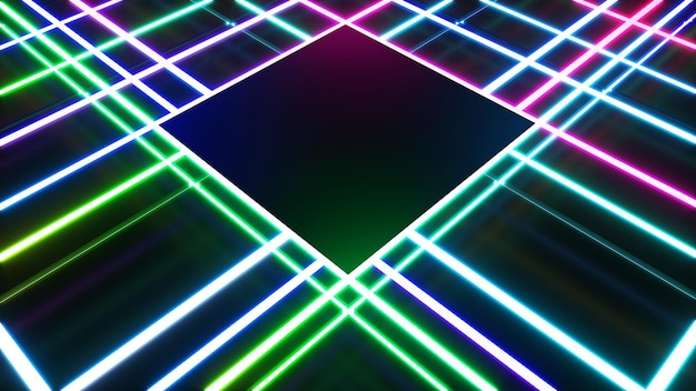 Abstrakcyjne tło kwadratowy kształt lasera multicoloredgeometric backgroundrenderowanie 3d