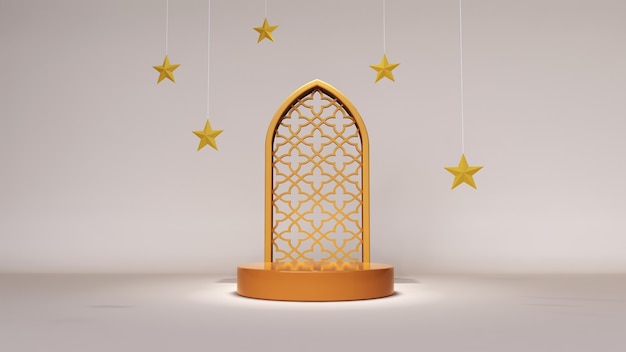 Abstrakcyjne Tło, Makiety Sceny Dla Koncepcji Wyświetlania Produktu Ramadan Mubarak. Renderowanie 3d