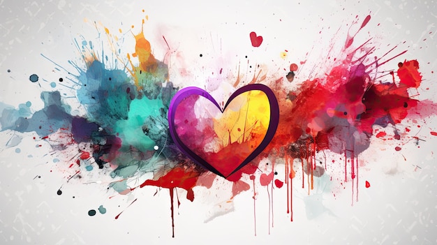 Abstrakcyjne tło miłosne z abstrakcyjnymi pociągnięciami miłosnymi i rozpryskami farby