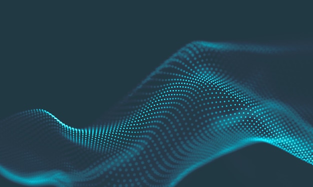 Abstrakcyjne tło muzyczne Big Data Przepływ cząstek Wizualizacja Nauka infografika futurystyczna ilustracja Fala dźwiękowa Wizualizacja dźwięku