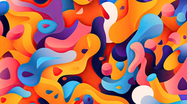 Abstrakcyjne tło nowoczesnej sztuki z mieszanką jasnych kolorów kształtów banner tapety Generative AI