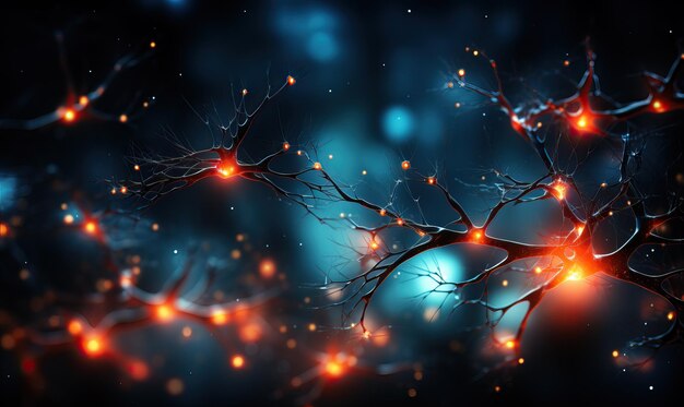 Abstrakcyjne tło obwody neuronowe koncepcja komórek neuronowych Selektywne miękkie skupienie