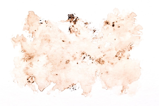 Abstrakcyjne tło płynnej sztuki Brązowa akwarela półprzezroczyste plamy na białym papierze