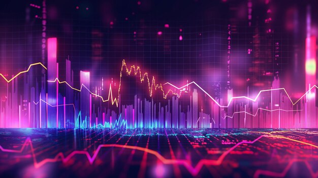 Zdjęcie abstrakcyjne tło przedstawiające rynek akcji i wykres handlowy z wykresem świecowym generative ai
