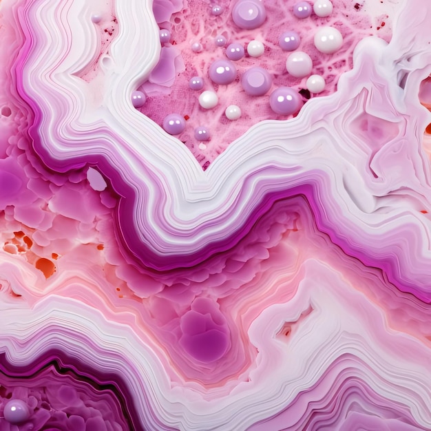 Abstrakcyjne tło różowego agatu z perłami 3d rendering