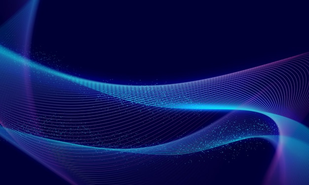 Abstrakcyjne tło technologii falowej z niebieskim światłem gładkim i płynnym