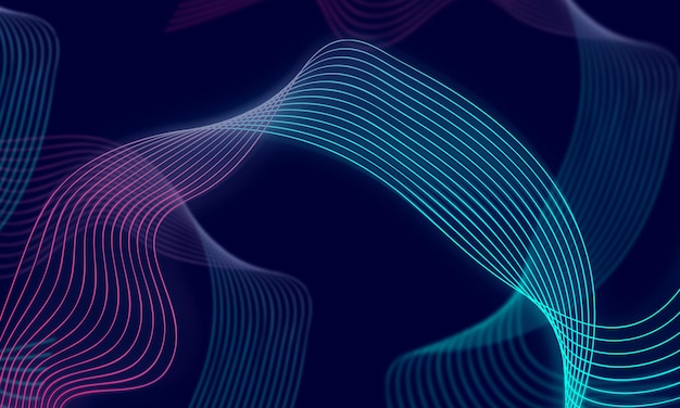 Abstrakcyjne tło technologii falowej z niebieskim światłem gładkim i płynnym