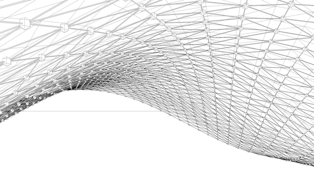 Abstrakcyjne tło technologii i nauki. Siatka lub sieć z liniami i szczegółami geometrycznymi kształtów.