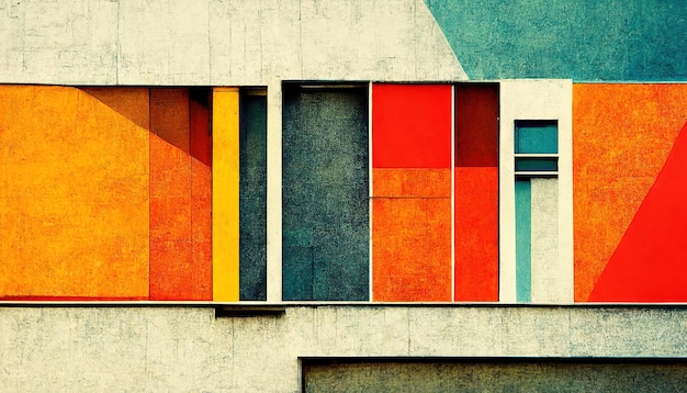 Abstrakcyjne tło w stylu Bauhaus Modne estetyczne projektowanie architektury Bauhaus Sztuka cyfrowa