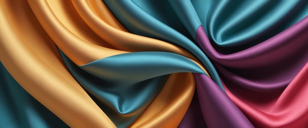 Abstrakcyjne tło wielobarwnej pogniecionej tkaniny Kolorowe tkaniny z fałdami Kolorowa ilustracja Generacyjna sztuczna inteligencja