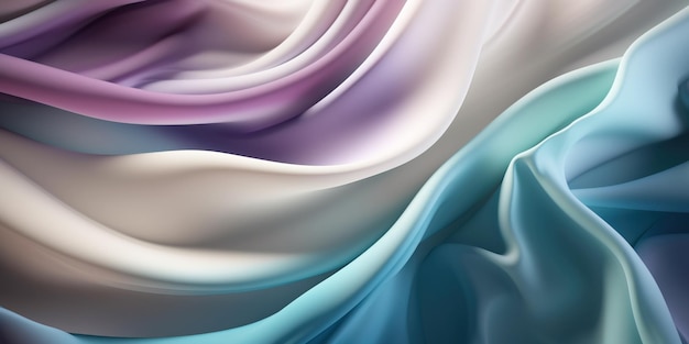 Abstrakcyjne tło z falą 3D biały niebieski i fioletowy Gradient Silk Fabric Generative Ai