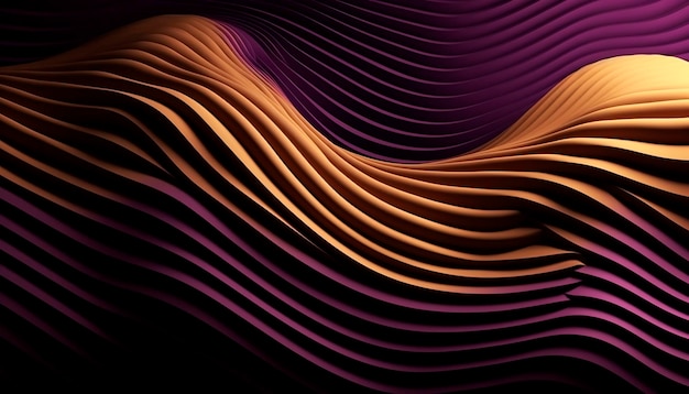 Abstrakcyjne tło z fioletowym i pomarańczowym falistym wzorem.