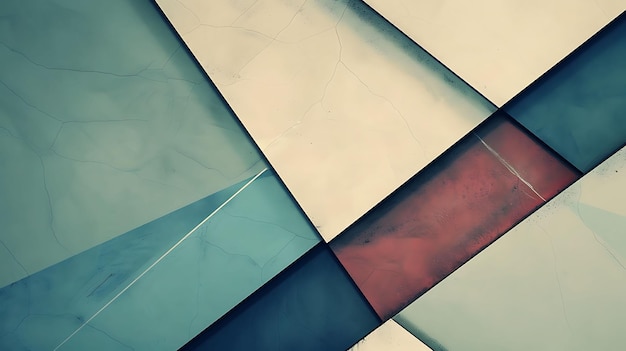Abstrakcyjne tło z geometrycznymi kształtami w kolorze niebieskim, czerwonym i białym.