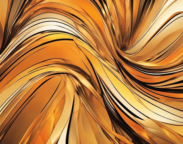 abstrakcyjne tło z gładkimi liniami w kolorze pomarańczowym, żółtym i złotym