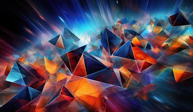 abstrakcyjne tło z kolorowymi trójkątami w stylu ulepszonym cyfrowo