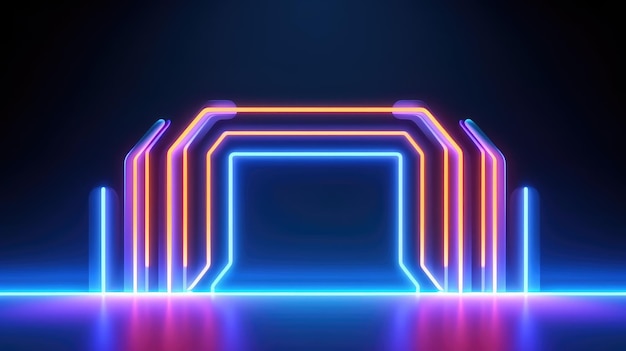 abstrakcyjne tło z neonami konstrukcja przestrzeni tunelu neonowego